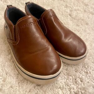 Toddler Nautica Vegan Leather Brown Slip-On shoes